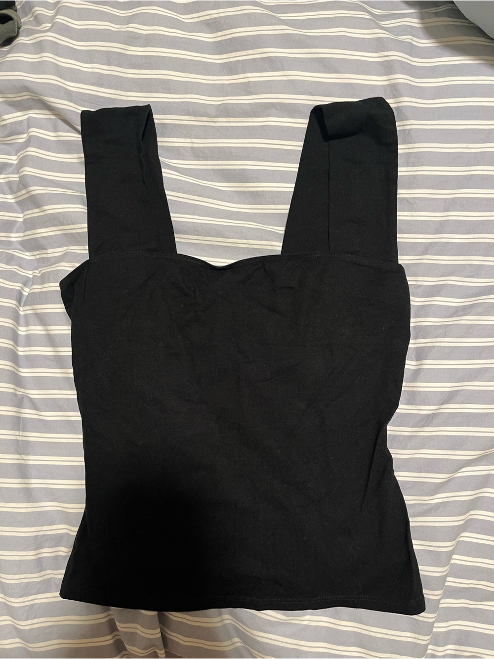 Reformation Black Wide-Strap Square Neck Tank